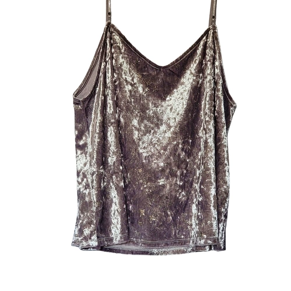 Mudd Brand Y2K Gray/Lavender Crushed Velvet Stars Swing Tank Top Jr XL